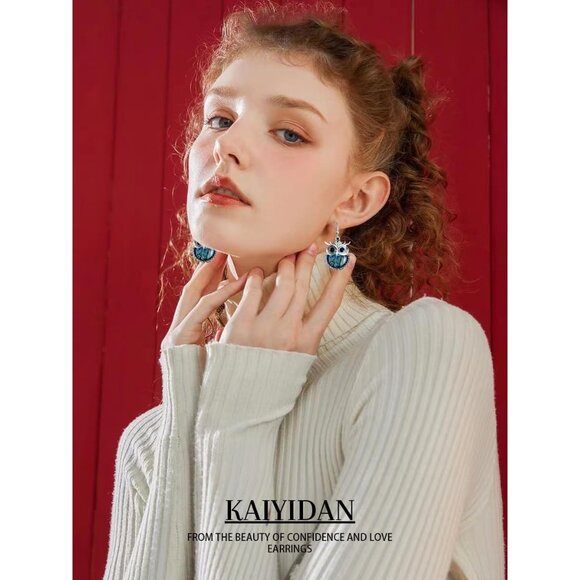 Owl Shaped Abalone Statement Vintage Long Summer Earring for Women Jewelry - Picture 6 of 9